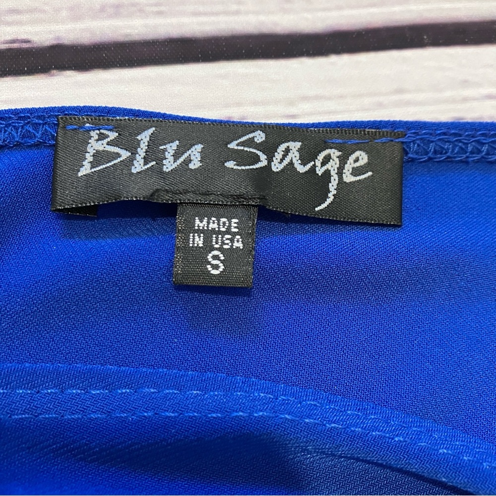Blu Sage Blue Ruched V-Neck Sheath Dress, S - Picture 5 of 14